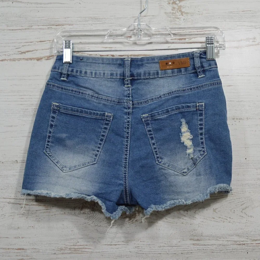 YMI Denim Cutoff Shorts American Flag Sz 4 - Picture 3 of 3